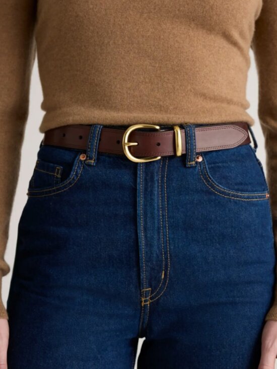 NWT Quince Allegra European Leather Belt in Expresso Brown Size Medium main image 4